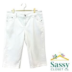 Tommy Bahama White Denim Clam Digger Shorts Stretch 5‑Pocket Women’s 14